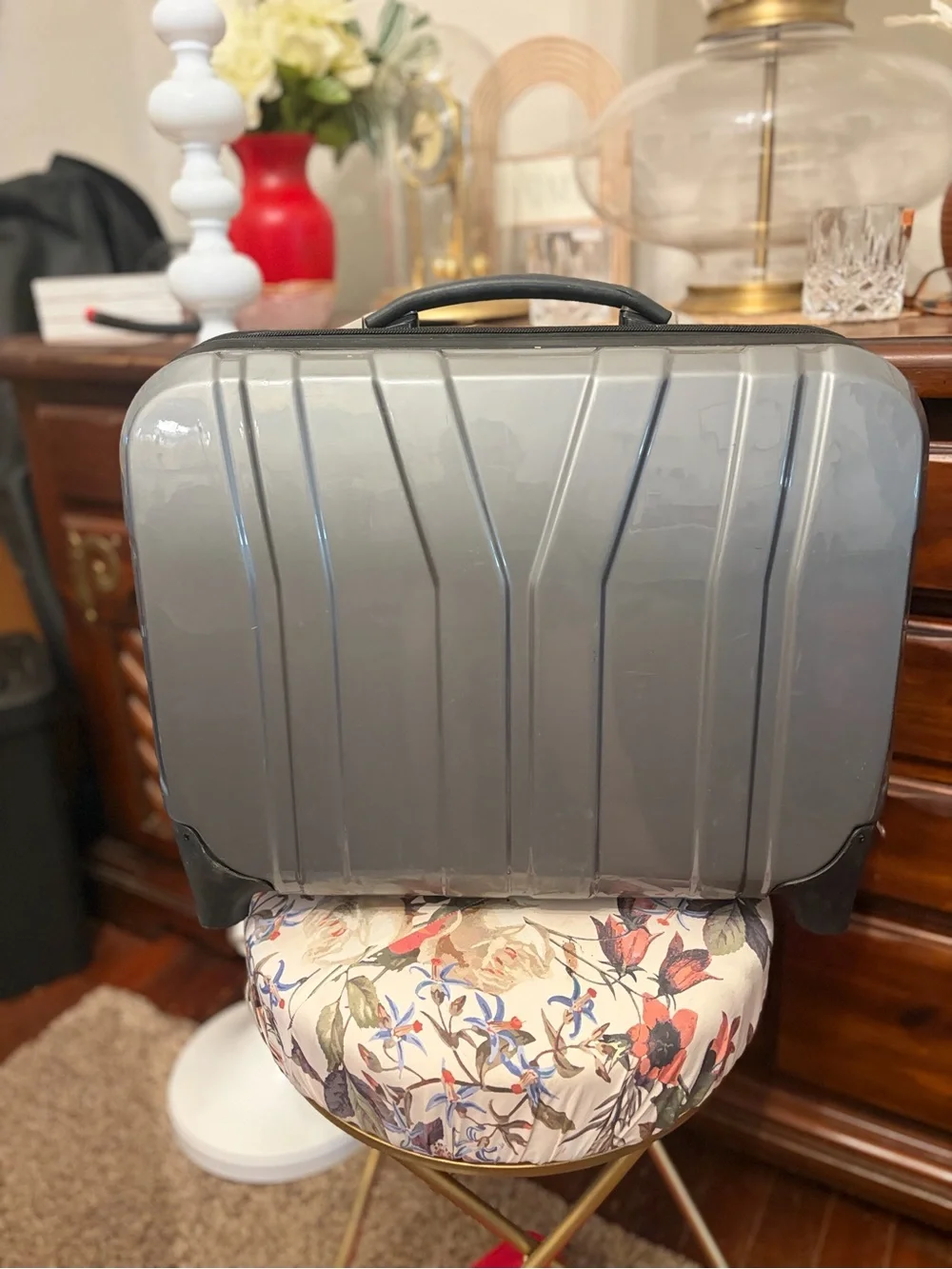 Gray Hard-Shell Garment Storage Case with Top Handle